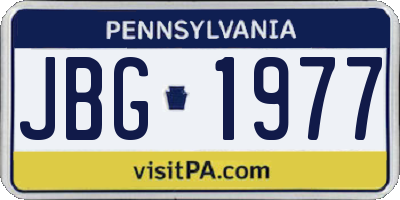 PA license plate JBG1977