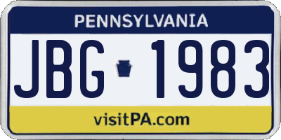 PA license plate JBG1983