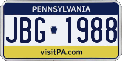 PA license plate JBG1988
