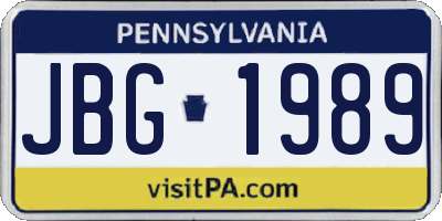 PA license plate JBG1989