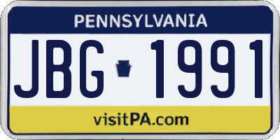 PA license plate JBG1991