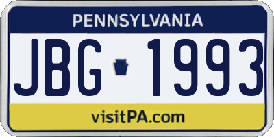 PA license plate JBG1993