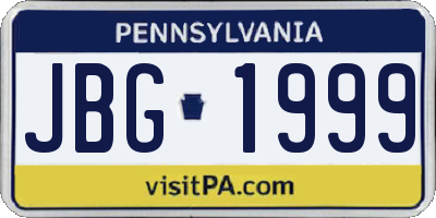 PA license plate JBG1999