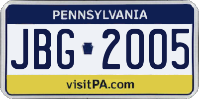 PA license plate JBG2005