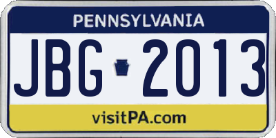 PA license plate JBG2013