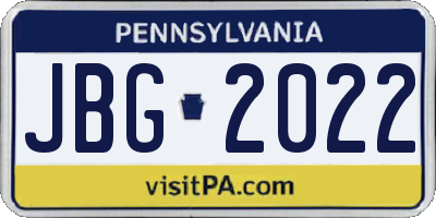 PA license plate JBG2022