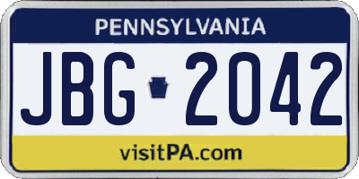 PA license plate JBG2042