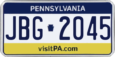 PA license plate JBG2045