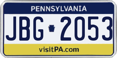 PA license plate JBG2053