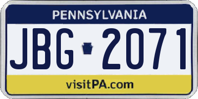 PA license plate JBG2071