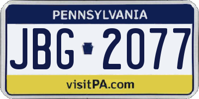 PA license plate JBG2077