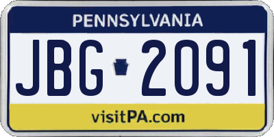 PA license plate JBG2091