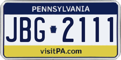 PA license plate JBG2111