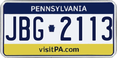 PA license plate JBG2113
