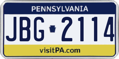 PA license plate JBG2114