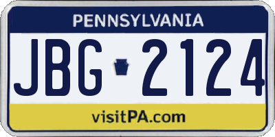 PA license plate JBG2124
