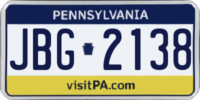 PA license plate JBG2138