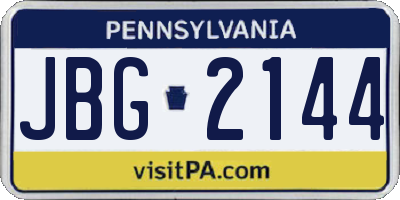 PA license plate JBG2144
