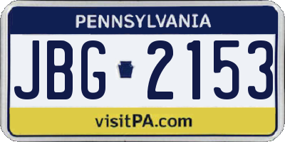 PA license plate JBG2153