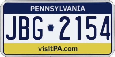 PA license plate JBG2154