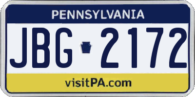 PA license plate JBG2172