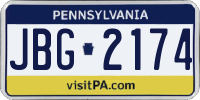 PA license plate JBG2174