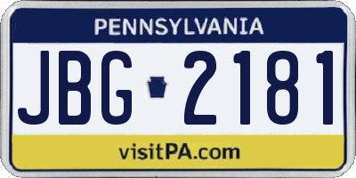 PA license plate JBG2181