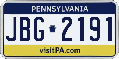PA license plate JBG2191