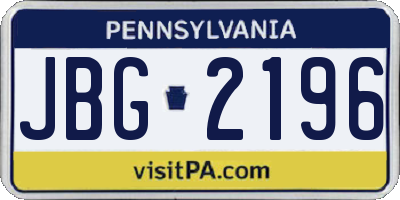 PA license plate JBG2196