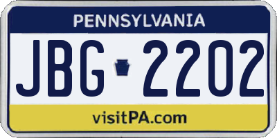 PA license plate JBG2202