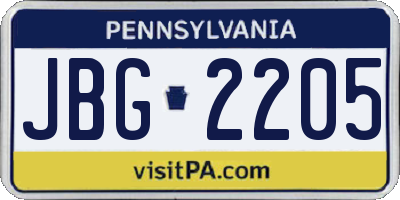 PA license plate JBG2205