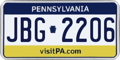 PA license plate JBG2206