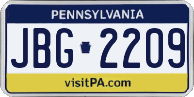 PA license plate JBG2209