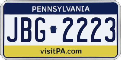 PA license plate JBG2223