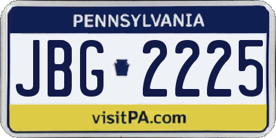 PA license plate JBG2225