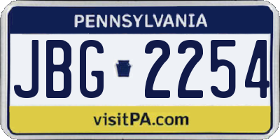 PA license plate JBG2254