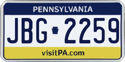 PA license plate JBG2259