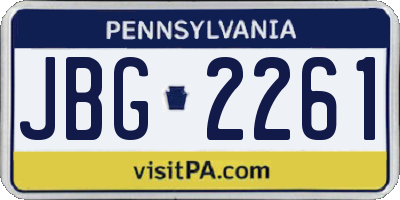 PA license plate JBG2261