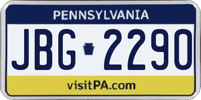 PA license plate JBG2290