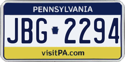 PA license plate JBG2294