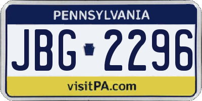 PA license plate JBG2296