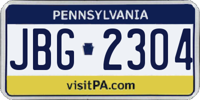 PA license plate JBG2304