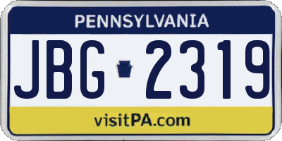 PA license plate JBG2319