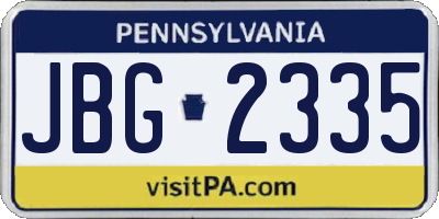 PA license plate JBG2335