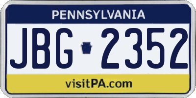 PA license plate JBG2352
