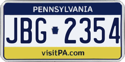 PA license plate JBG2354