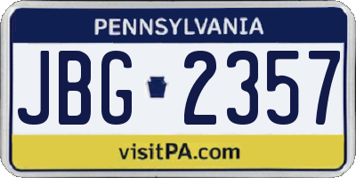 PA license plate JBG2357