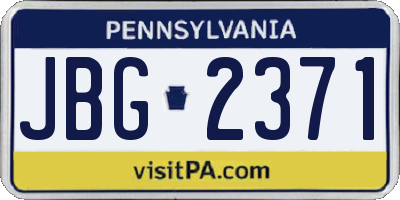 PA license plate JBG2371