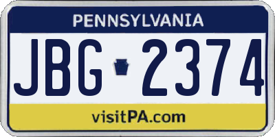 PA license plate JBG2374