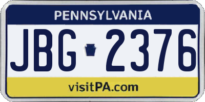 PA license plate JBG2376